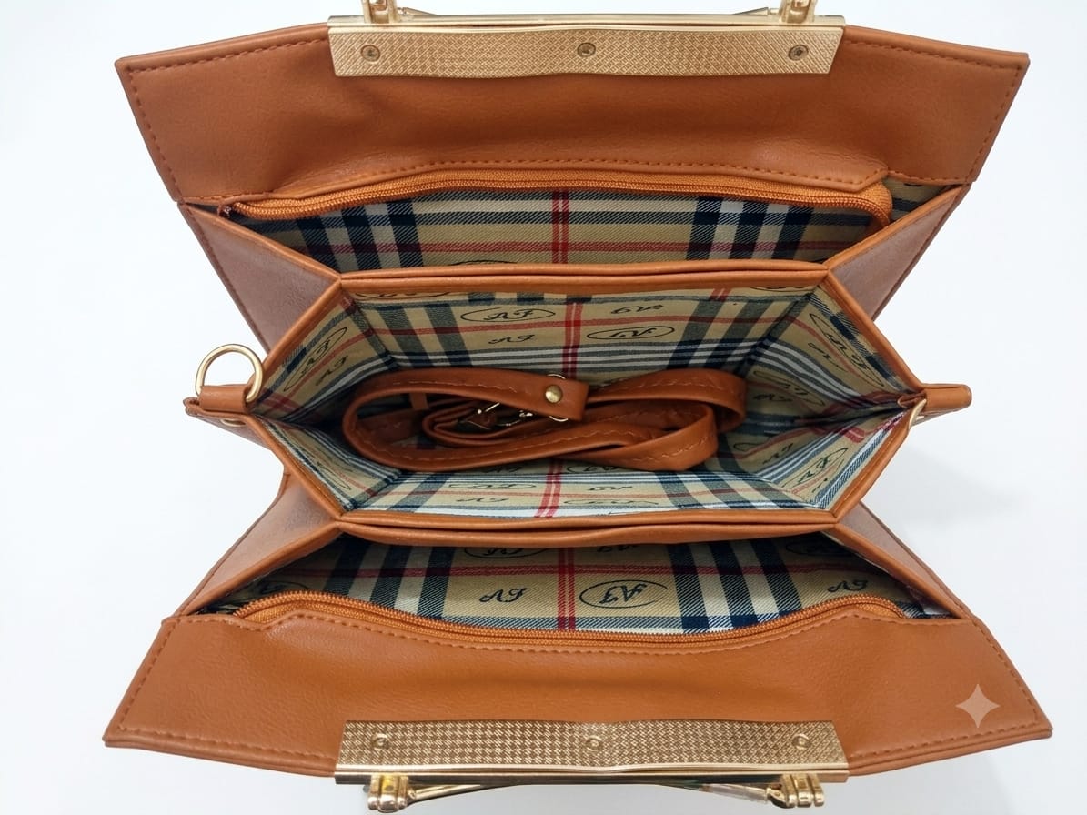 RAUNIV Women Brown PU Structured Handbag Sling Bag