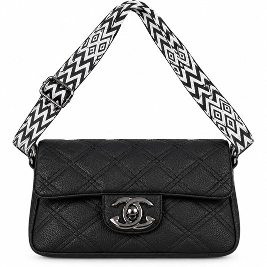 RAUNIV Women’s Quilted PU Leather Sling Bag | Stylish Black Crossbody Shoulder Bag