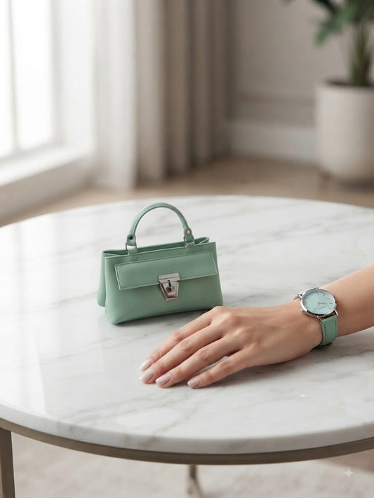 RauNiv Women’s Mint Green Structured Handbag