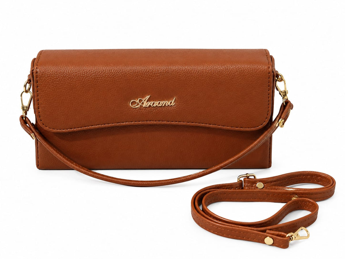 RAUNIV Women's TAN PU Sling Bag | Stylish Crossbody Handbag