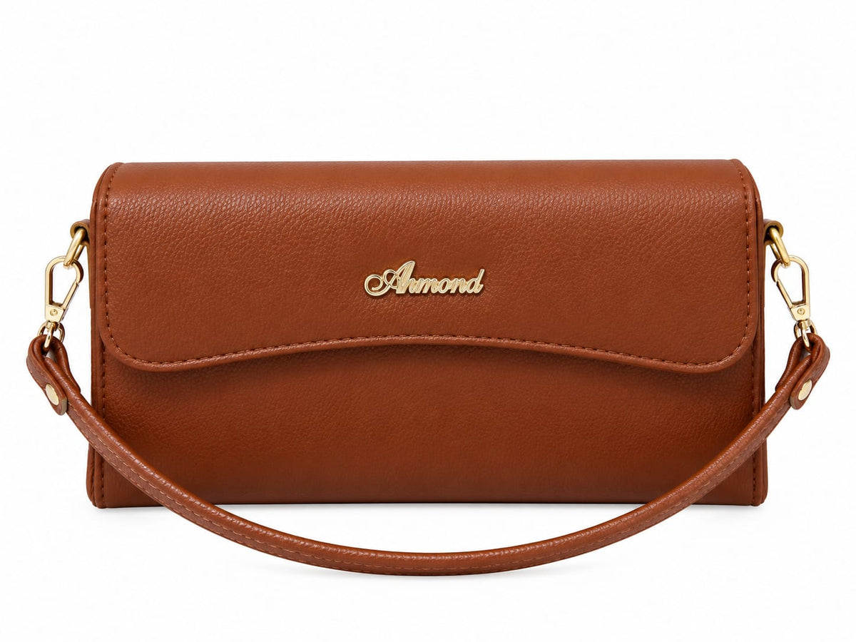 RAUNIV Women's TAN PU Sling Bag | Stylish Crossbody Handbag