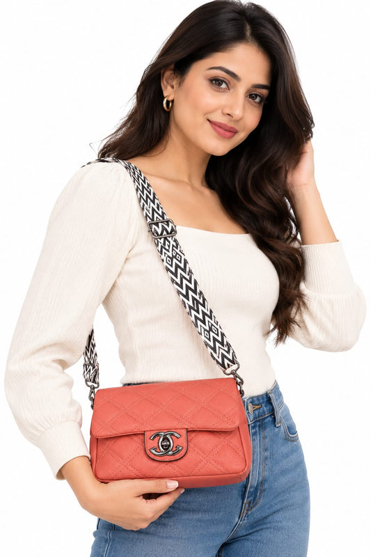RAUNIV Women Stylish PU Leather Sling Bag with Quilted Design, Adjustable Wide Strap
