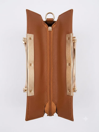 RAUNIV Women Brown PU Structured Handbag Sling Bag