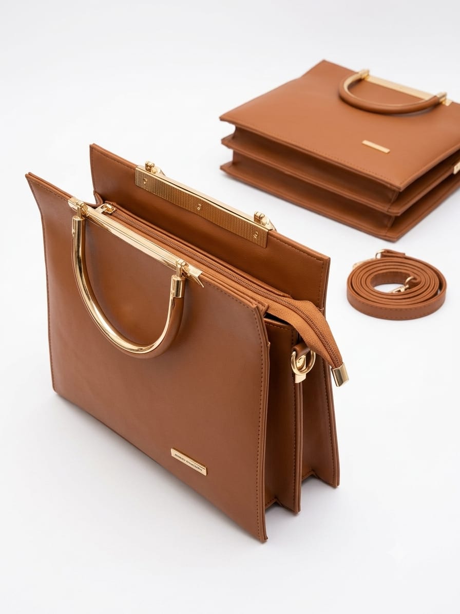 RAUNIV Women Brown PU Structured Handbag Sling Bag