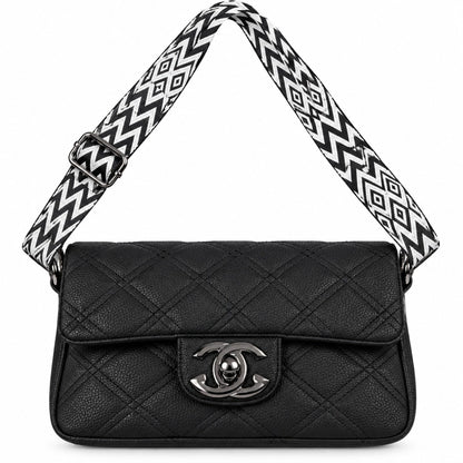 RAUNIV Women’s Quilted PU Leather Sling Bag | Stylish Black Crossbody Shoulder Bag