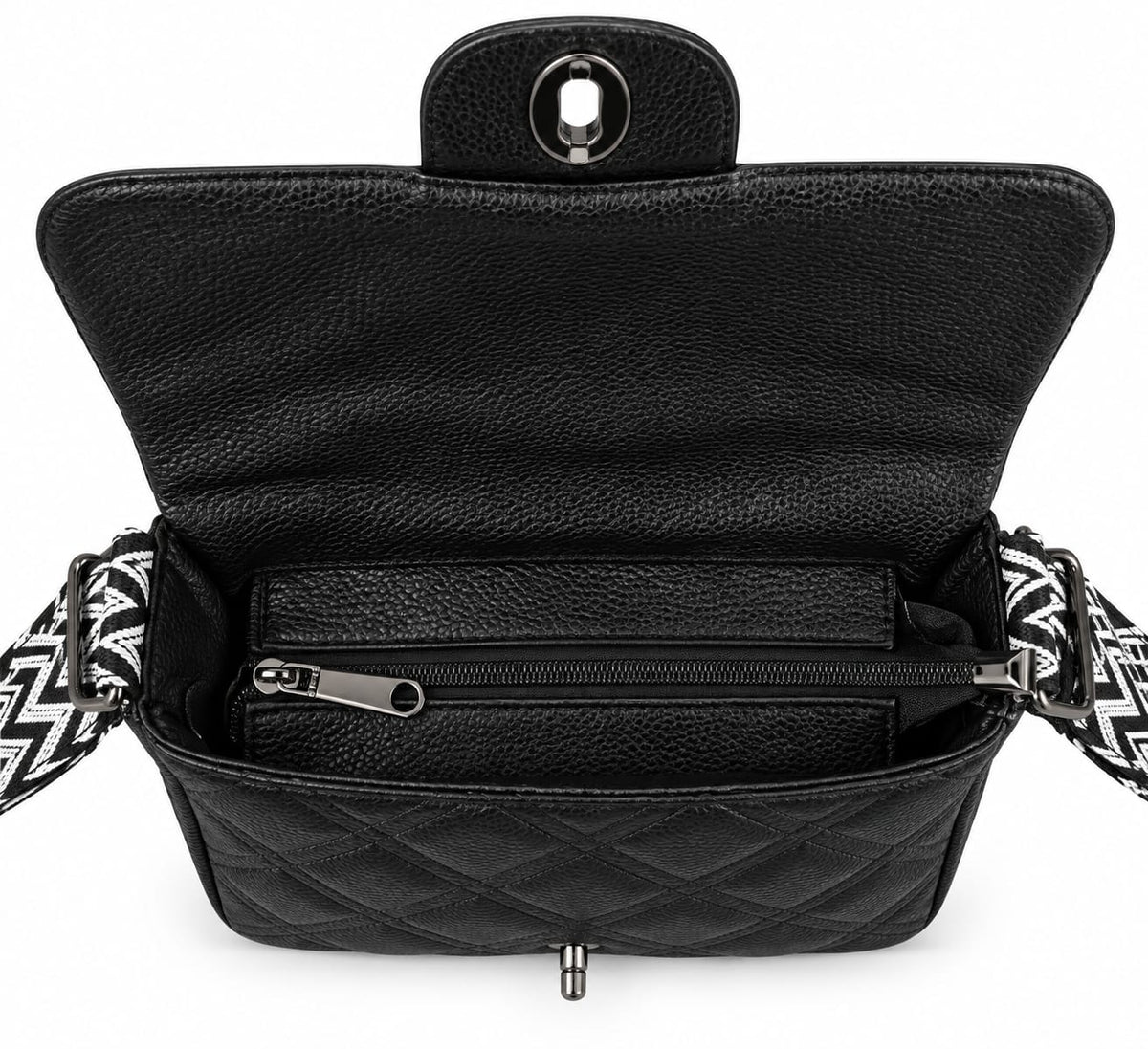 RAUNIV Women’s Quilted PU Leather Sling Bag | Stylish Black Crossbody Shoulder Bag