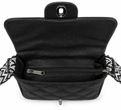 RAUNIV Women’s Quilted PU Leather Sling Bag | Stylish Black Crossbody Shoulder Bag