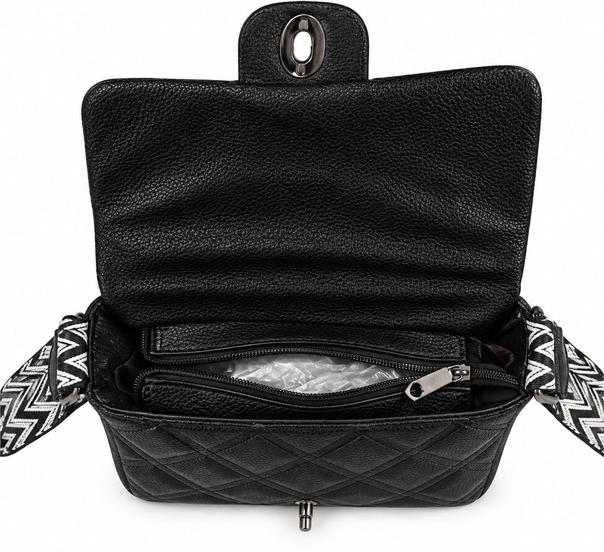 RAUNIV Women’s Quilted PU Leather Sling Bag | Stylish Black Crossbody Shoulder Bag