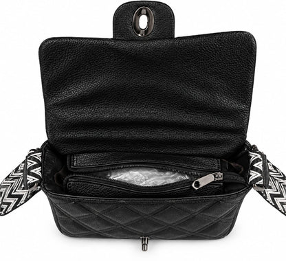 RAUNIV Women’s Quilted PU Leather Sling Bag | Stylish Black Crossbody Shoulder Bag