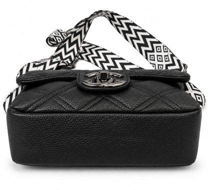 RAUNIV Women’s Quilted PU Leather Sling Bag | Stylish Black Crossbody Shoulder Bag