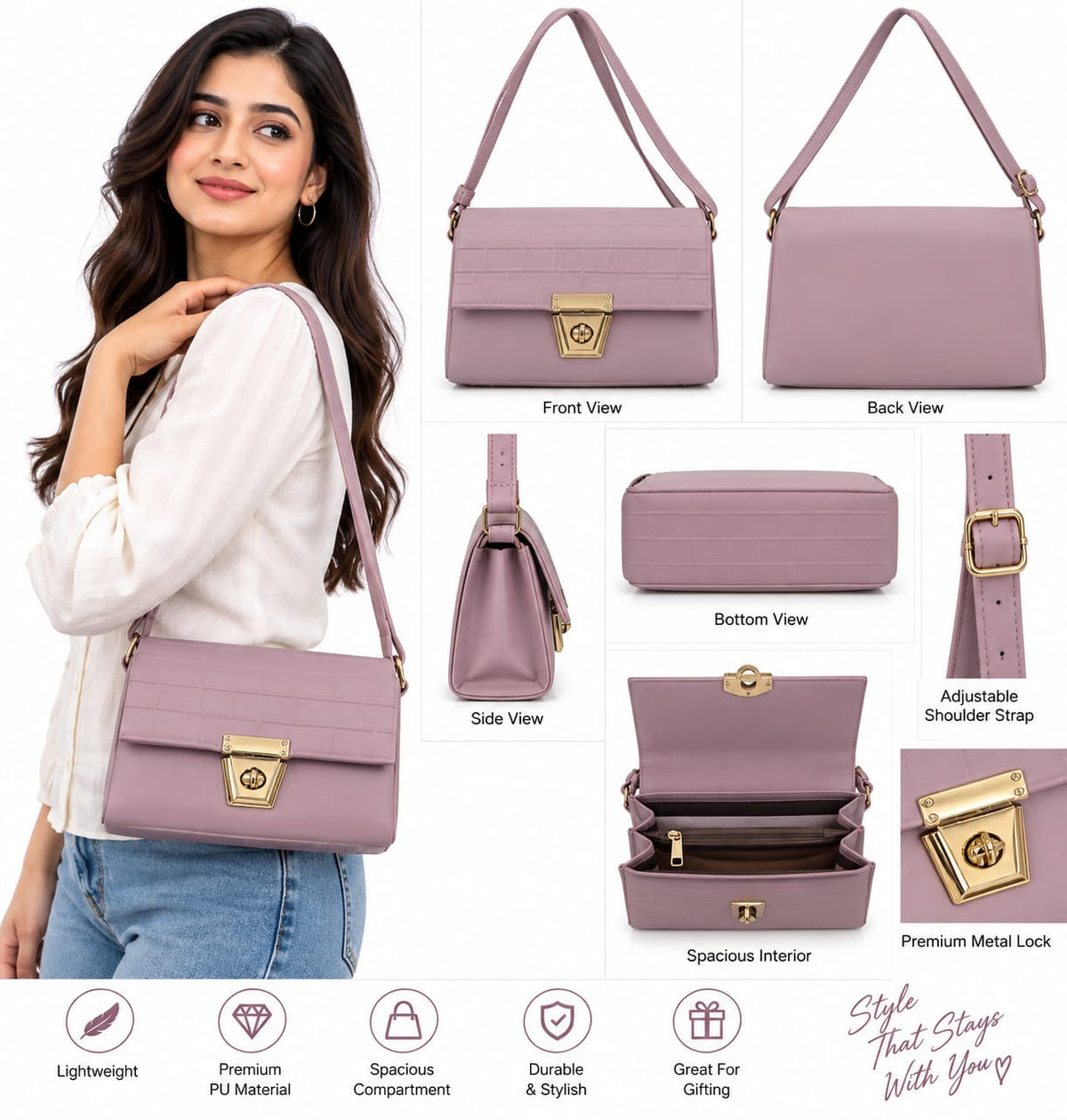 RAUNIV Women's Small Sling Bag | Premium PU Leather Crossbody Shoulder Bag