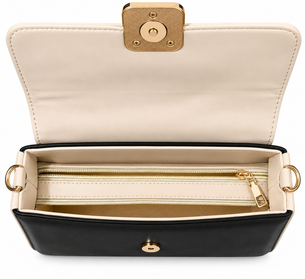 RAUNIV Women’s PU Leather Sling Bag, Black & Beige Stylish Crossbody Handbag