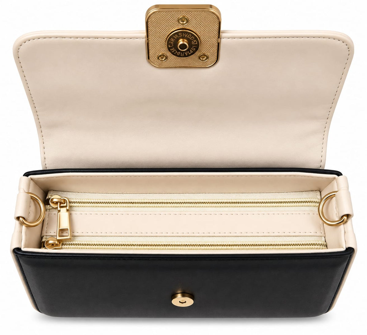 RAUNIV Women’s PU Leather Sling Bag, Black & Beige Stylish Crossbody Handbag