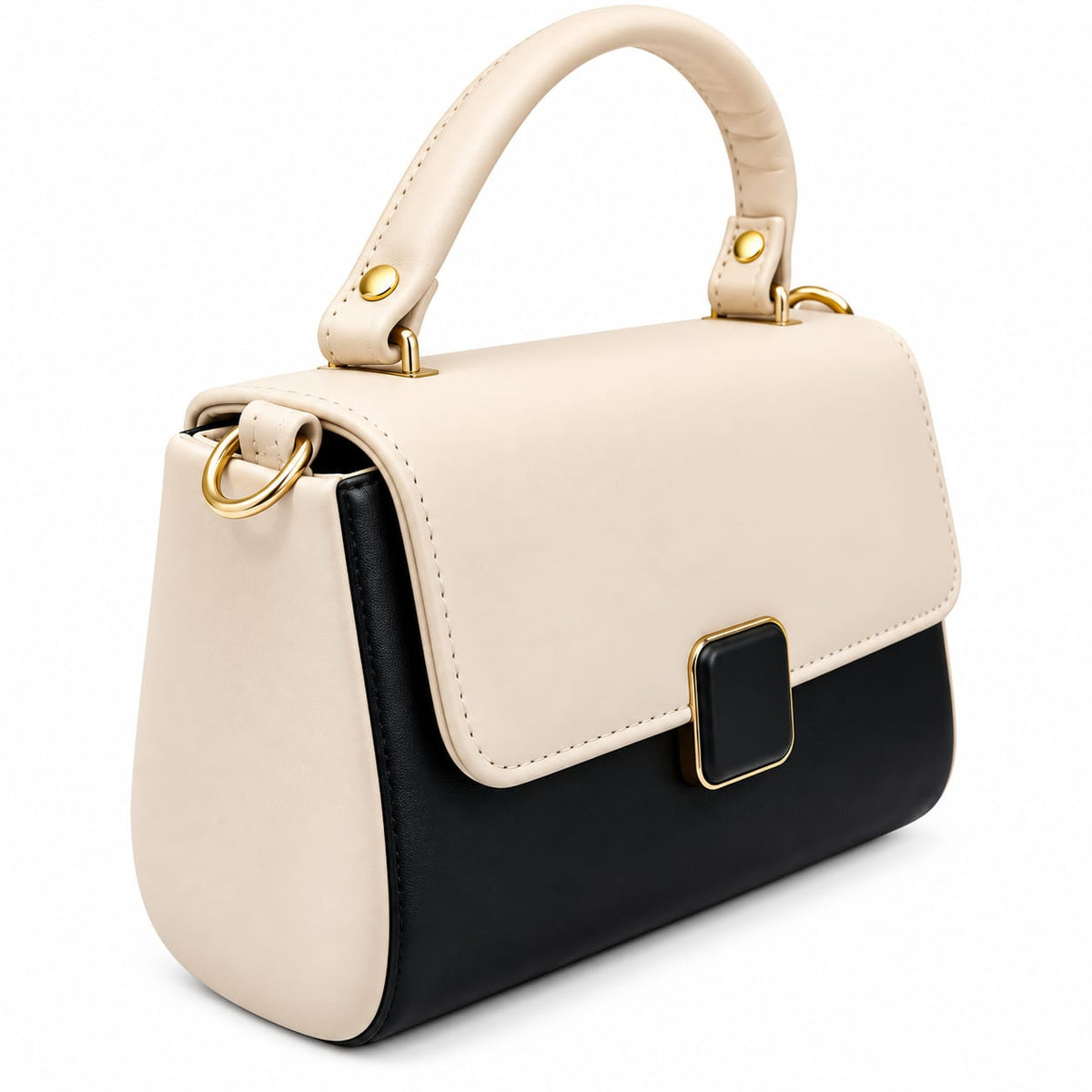 RAUNIV Women’s PU Leather Sling Bag, Black & Beige Stylish Crossbody Handbag