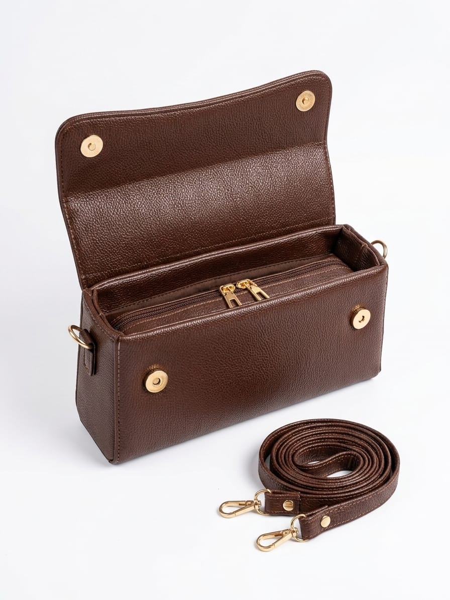 RAUNIV Women's BROWN PU Sling Bag | Stylish Crossbody Handbag