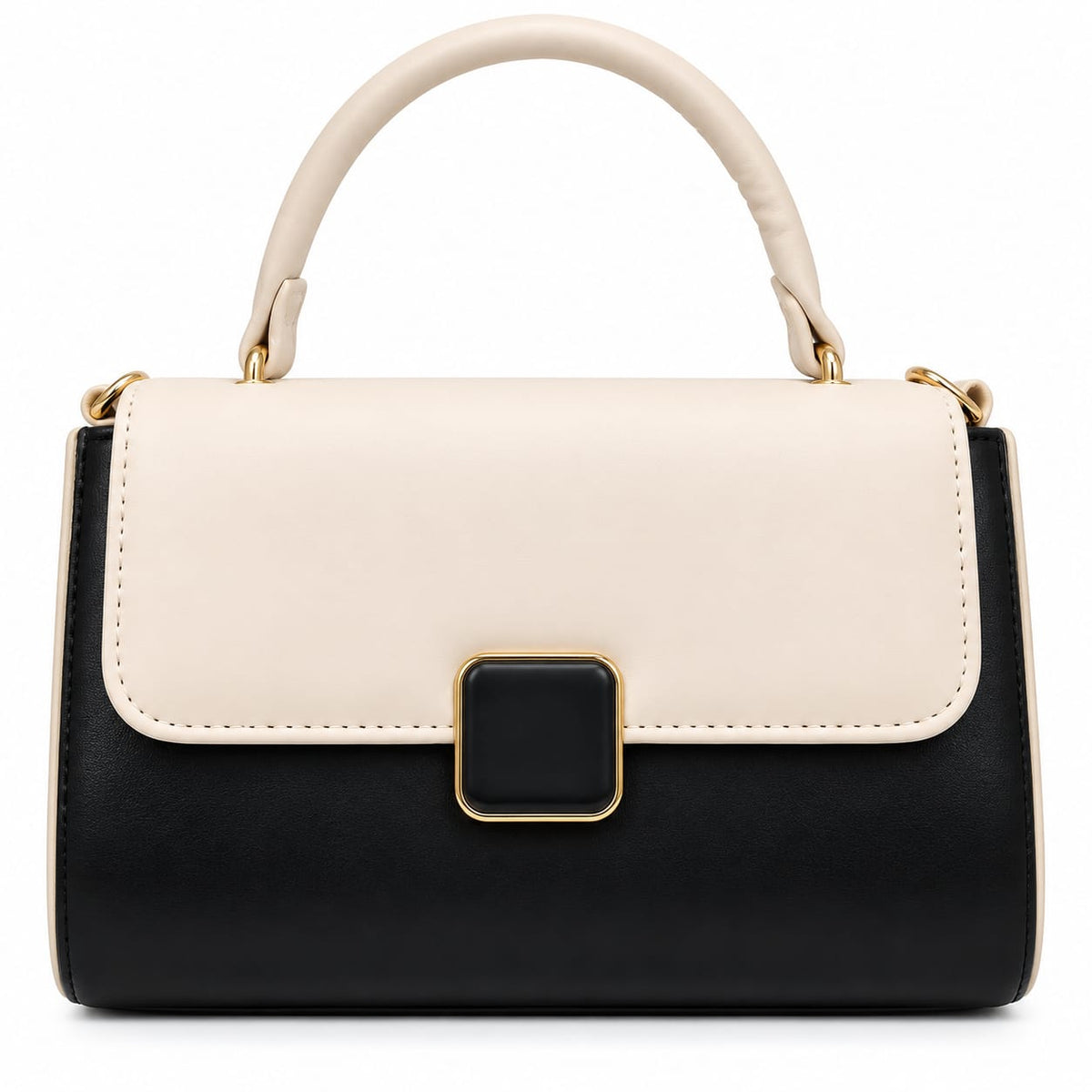 RAUNIV Women’s PU Leather Sling Bag, Black & Beige Stylish Crossbody Handbag