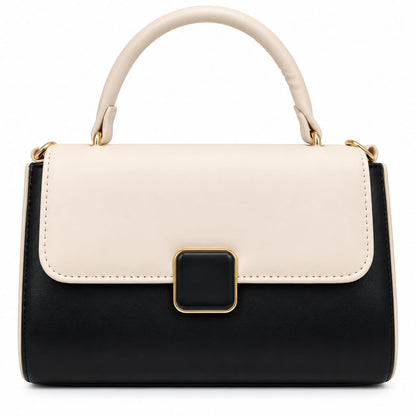RAUNIV Women’s PU Leather Sling Bag, Black & Beige Stylish Crossbody Handbag