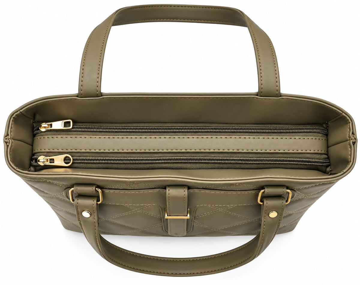 RAUNIV Women's Stylish Quilted PU Handbag | Spacious Top Handle Bag