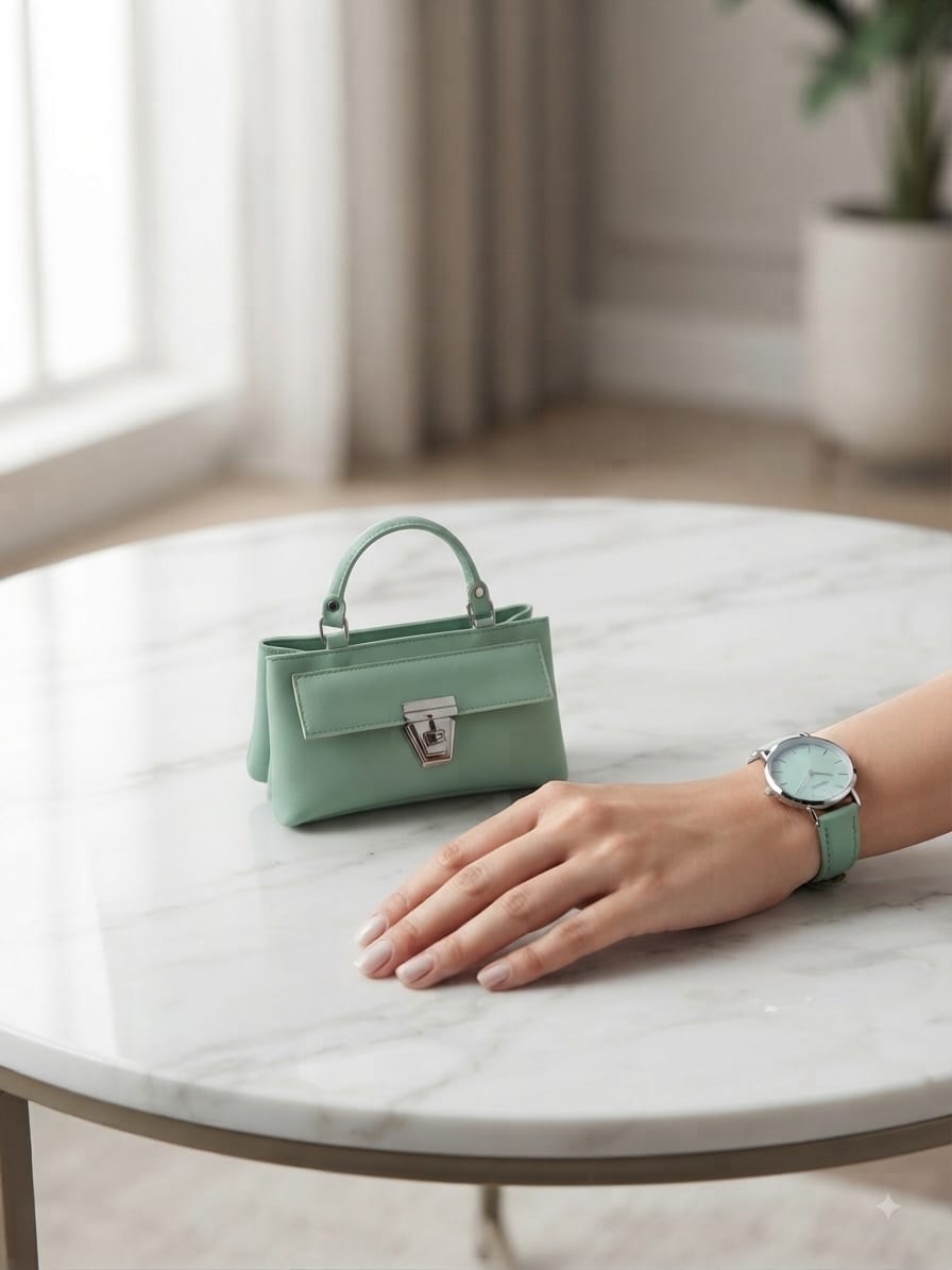 RauNiv Women’s Mint Green Structured Handbag