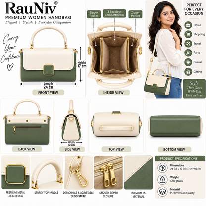 RAUNIV Women's Premium PU Leather Sling Bag with Detachable Adjustable Strap