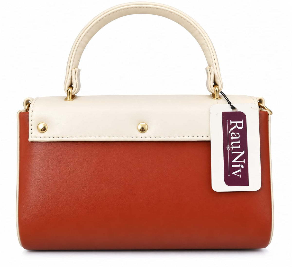 RAUNIV Women's Stylish PU Sling Bag with Adjustable Shoulder Strap, Tan & Cream