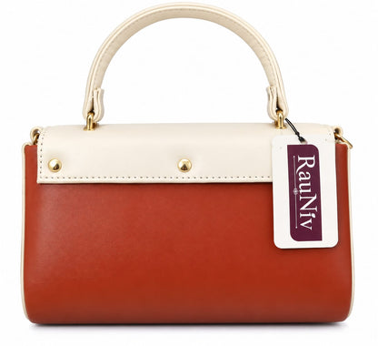 RAUNIV Women's Stylish PU Sling Bag with Adjustable Shoulder Strap, Tan & Cream