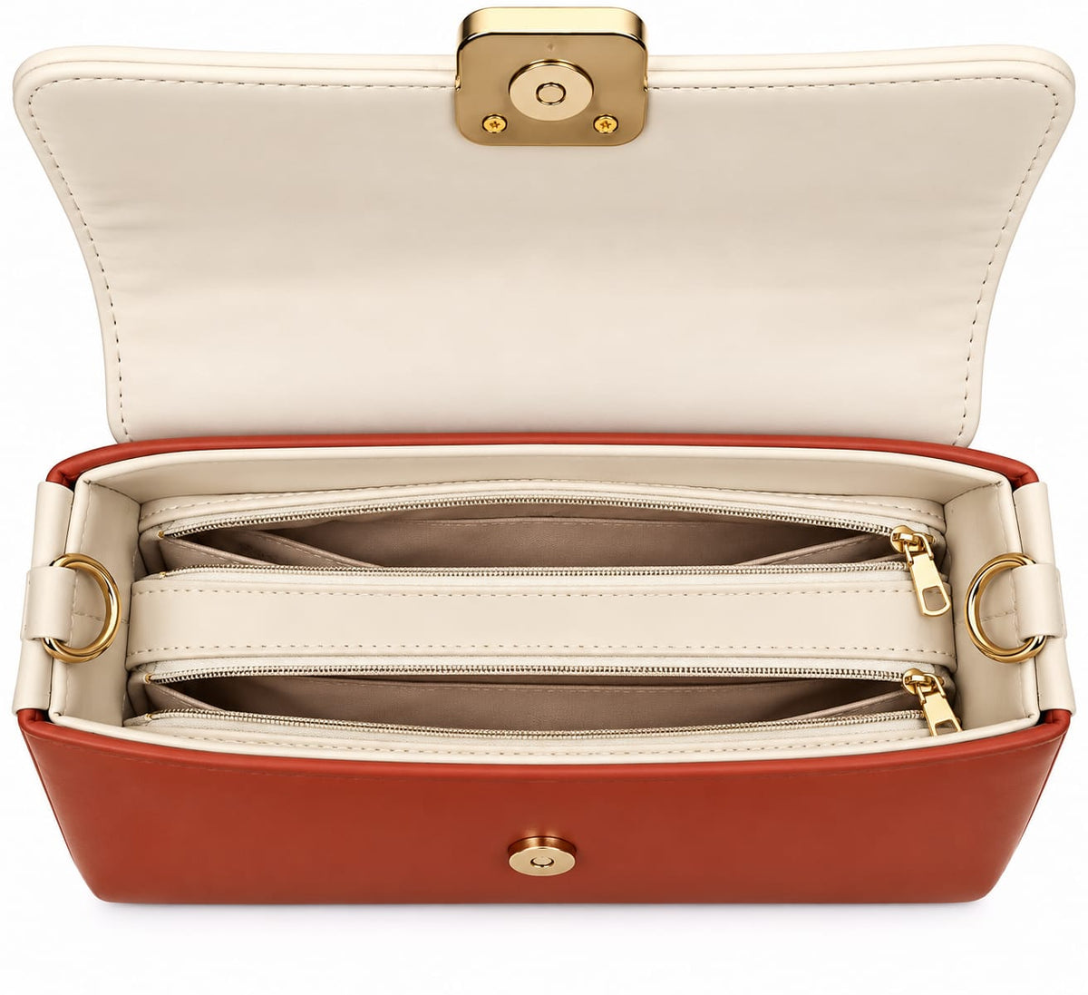 RAUNIV Women's Stylish PU Sling Bag with Adjustable Shoulder Strap, Tan & Cream