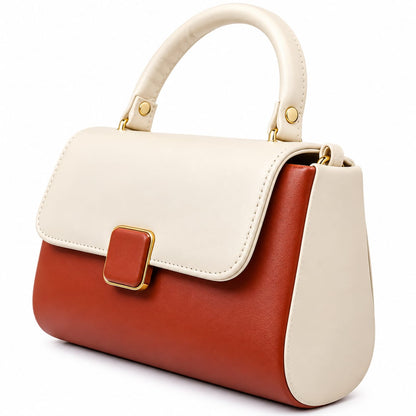 RAUNIV Women's Stylish PU Sling Bag with Adjustable Shoulder Strap, Tan & Cream