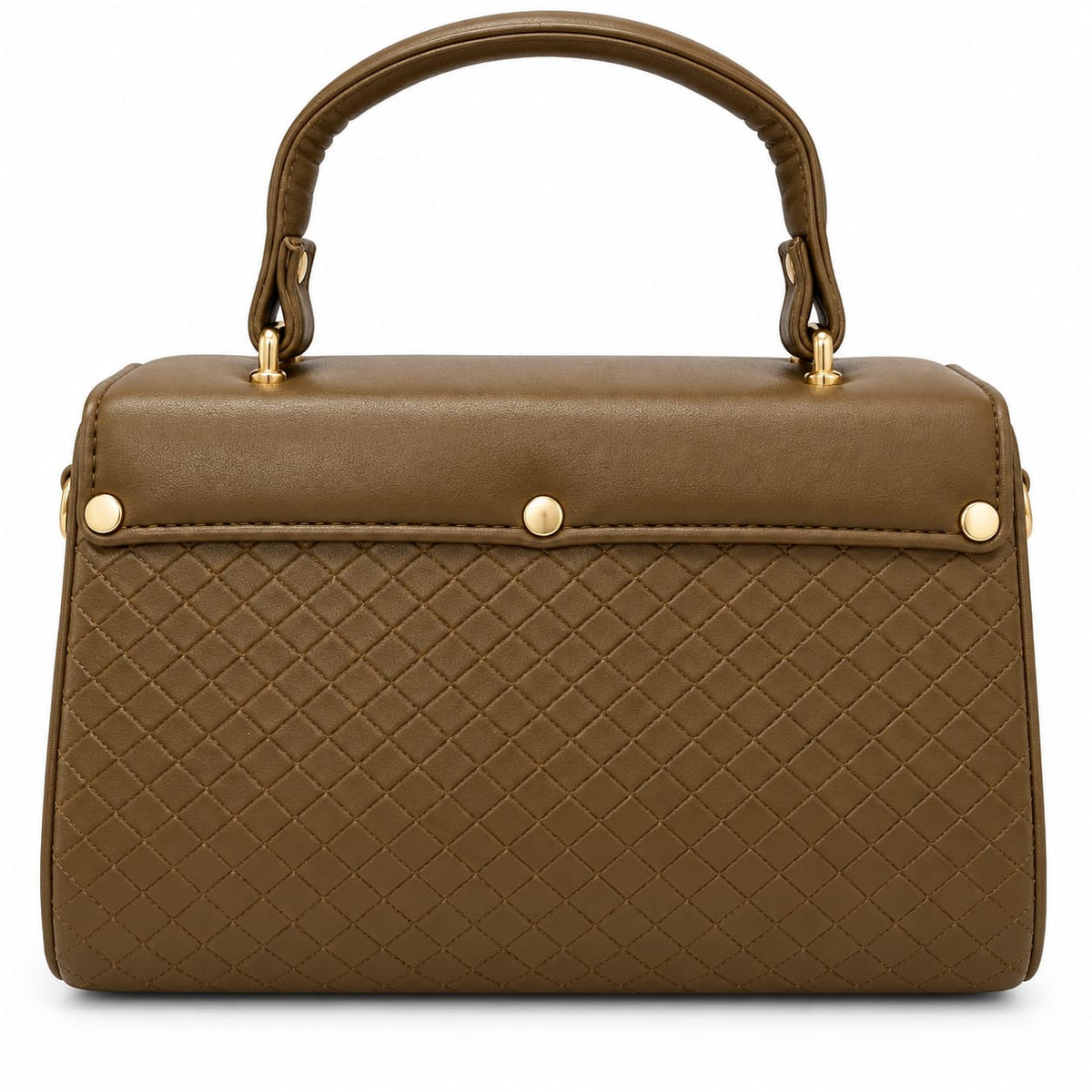 RAUNIV Women's Brown PU Leather Quilted Handbag with Adjustable Sling Strap