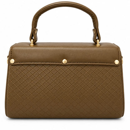 RAUNIV Women's Brown PU Leather Quilted Handbag with Adjustable Sling Strap