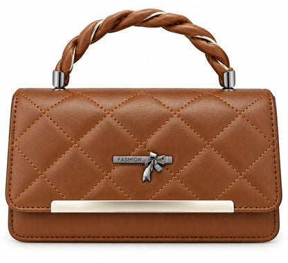 RAUNIV Women's PU Leather Sling Bag | Quilted Handbag with Braided Top Handle