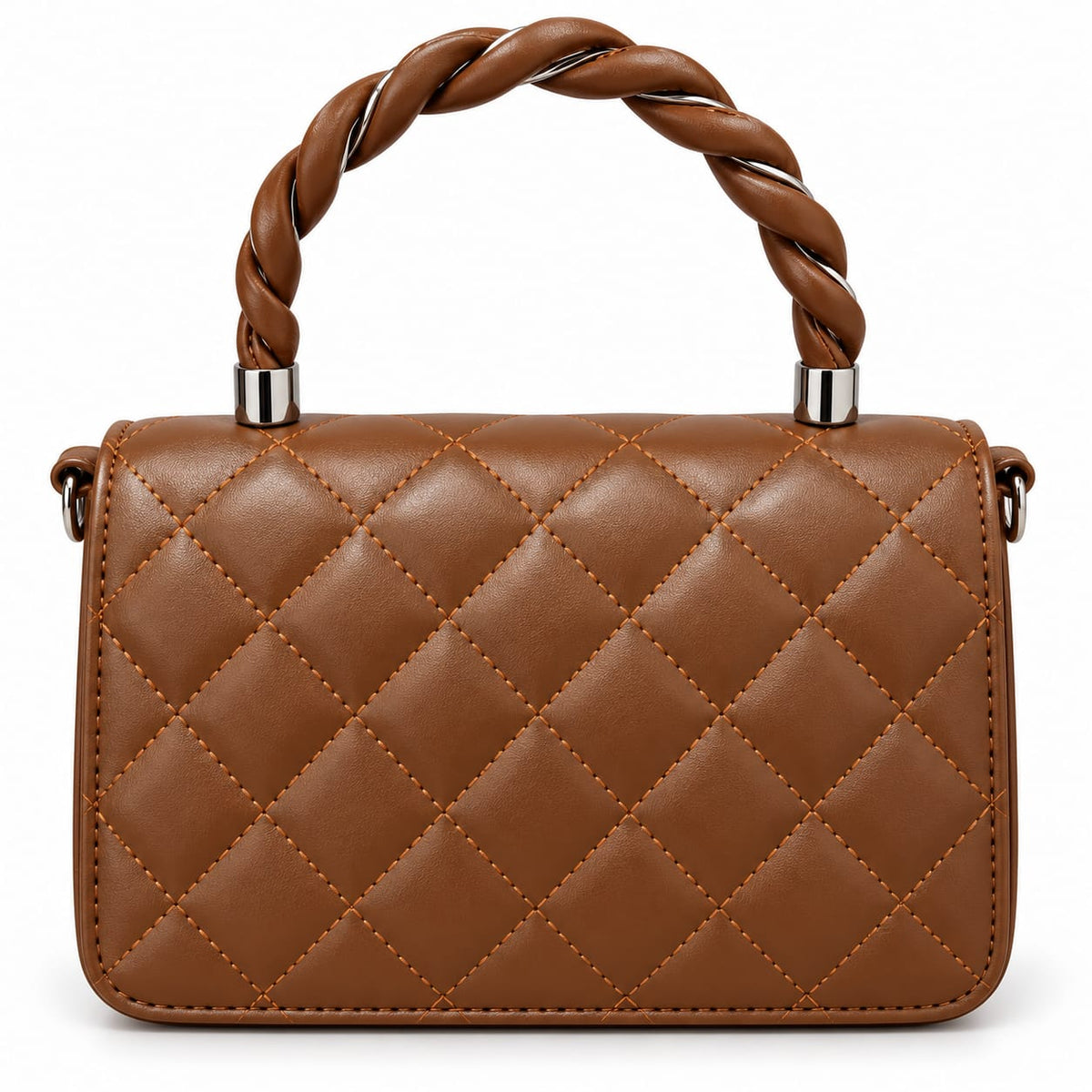 RAUNIV Women's PU Leather Sling Bag | Quilted Handbag with Braided Top Handle