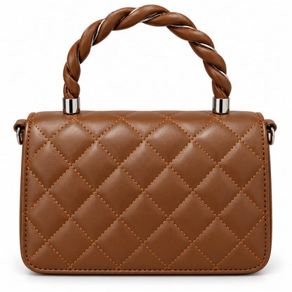 RAUNIV Women's PU Leather Sling Bag | Quilted Handbag with Braided Top Handle