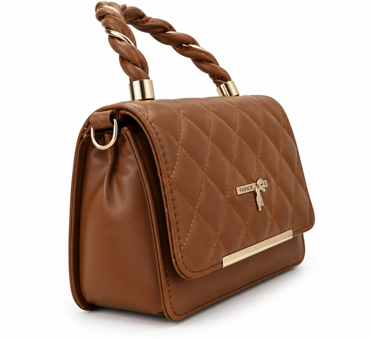 RAUNIV Women's PU Leather Sling Bag | Quilted Handbag with Braided Top Handle